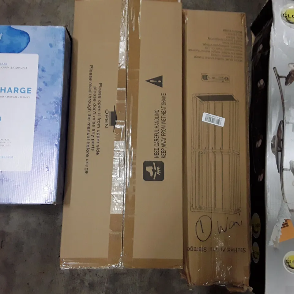 PALLET TO CONTAIN AN ASSORTMENT OF HOUSEHOLD ITEMS TO INCLUDE STUFFEDVANIMAL STORAGE, WATER FILTRATOR, CEILING LIGHTS AND BLADELESS PURIFIER AND HEATER ECT