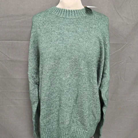 HOLLISTER GREEN KNIT CREW NECK JUMPER - LARGE