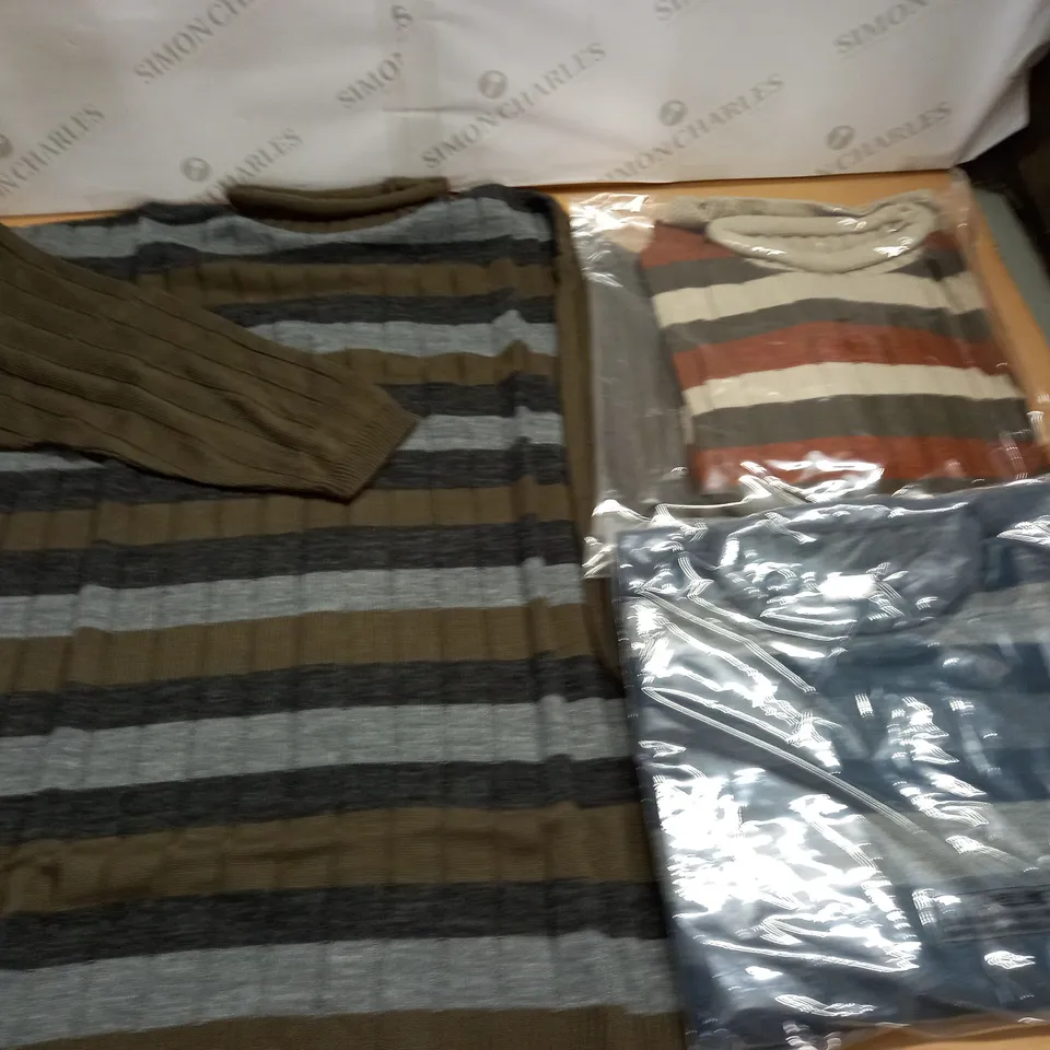 LOT OF APPROXIMATELY 40 AS NEW STRIPE JUMPERS - VARIOUS SIZES AND COLOURS