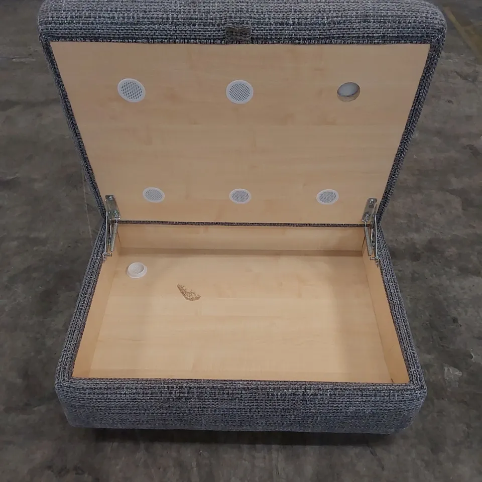 DESIGNER FABRIC STORAGE FOOTSTOOL IN GREY 