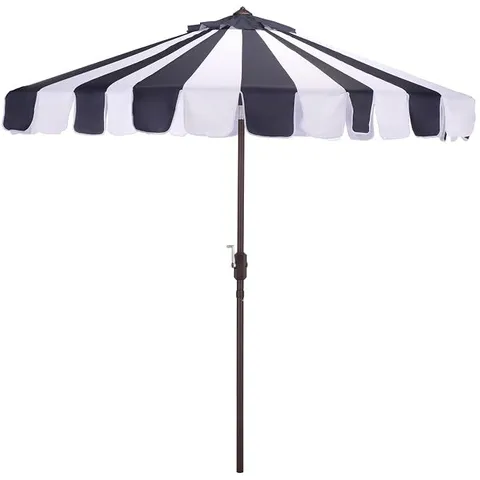 BOXED SAFAVIEH OUTDOOR PATIO FURNITURE COLLECTION – MEZE 9 FT CRANK UMBRELLA, MARKET-STYLE PATIO UMBRELLA WITH ALUMINUM POLE, OUTDOOR SHADE ACCENT (PAT8013)