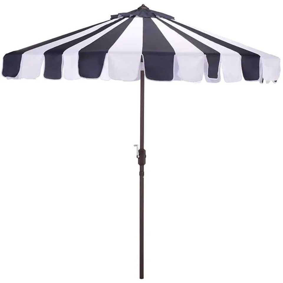 BOXED SAFAVIEH OUTDOOR PATIO FURNITURE COLLECTION – MEZE 9 FT CRANK UMBRELLA, MARKET-STYLE PATIO UMBRELLA WITH ALUMINUM POLE, OUTDOOR SHADE ACCENT (PAT8013)