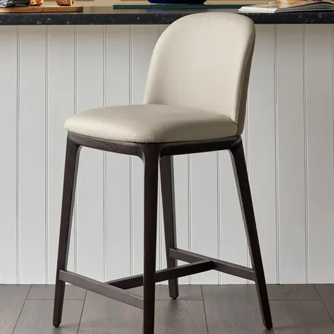 BOXED DANETTI EMERSON NATURAL AND MOCHA LEATHER BAR STOOL (1 BOX)