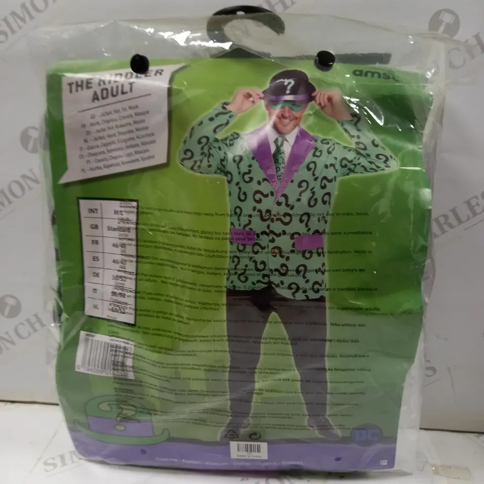 2 ASSORTED FANCY DRESS COSTUMES TO INCLUDE; BEETLEJUICE MENS L AND THE RIDDLER ADULT STANDARD