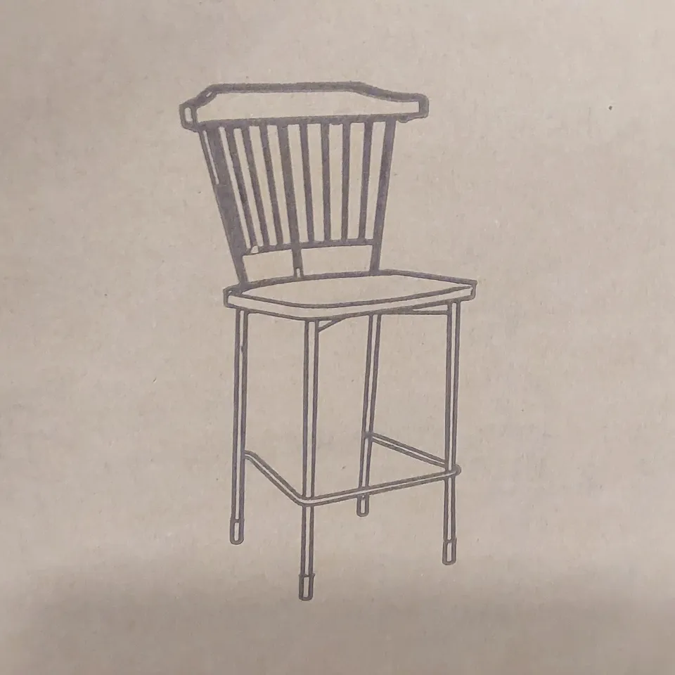 BRAND NEW BOXED PAIR OF BOLERO SCANDI HIGH STOOLS - WHITE/DARK BROWN 