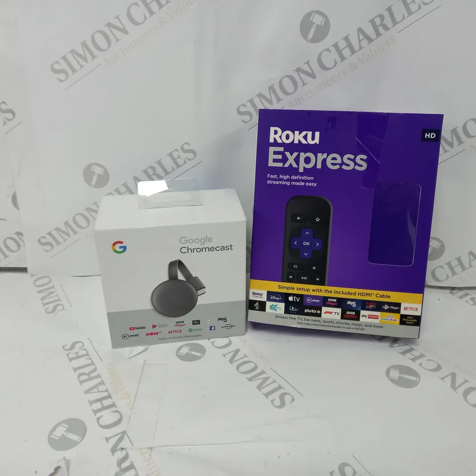 2 X ITEMS TO INCLUDE GOOGLE CHROMECAST AND ROKU EXPRESS - PARTS ONLY 