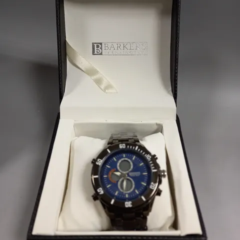 BOXED BARKERS OF KENSINGTON PREMIER SPORT BLUE DIAL WATCH