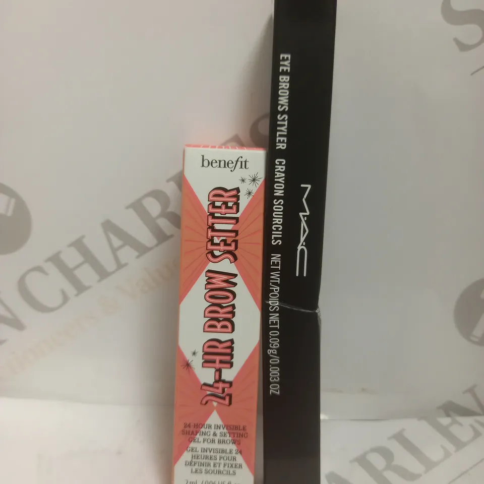 BOX OF 2 BEAUTY PRODUCTS TO INCLUDE BENEFIT 24 HR BROW SETTER & MAC COSMETICS EYE BROW STYLER #STUD