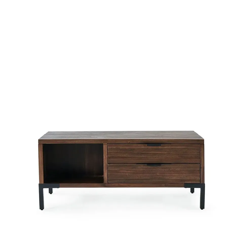 BOXED OAK FURNITURE LAND DETROIT SOLID HARDWOOD & METAL COFFEE TABLE WITH STORAGE  RRP £349.99