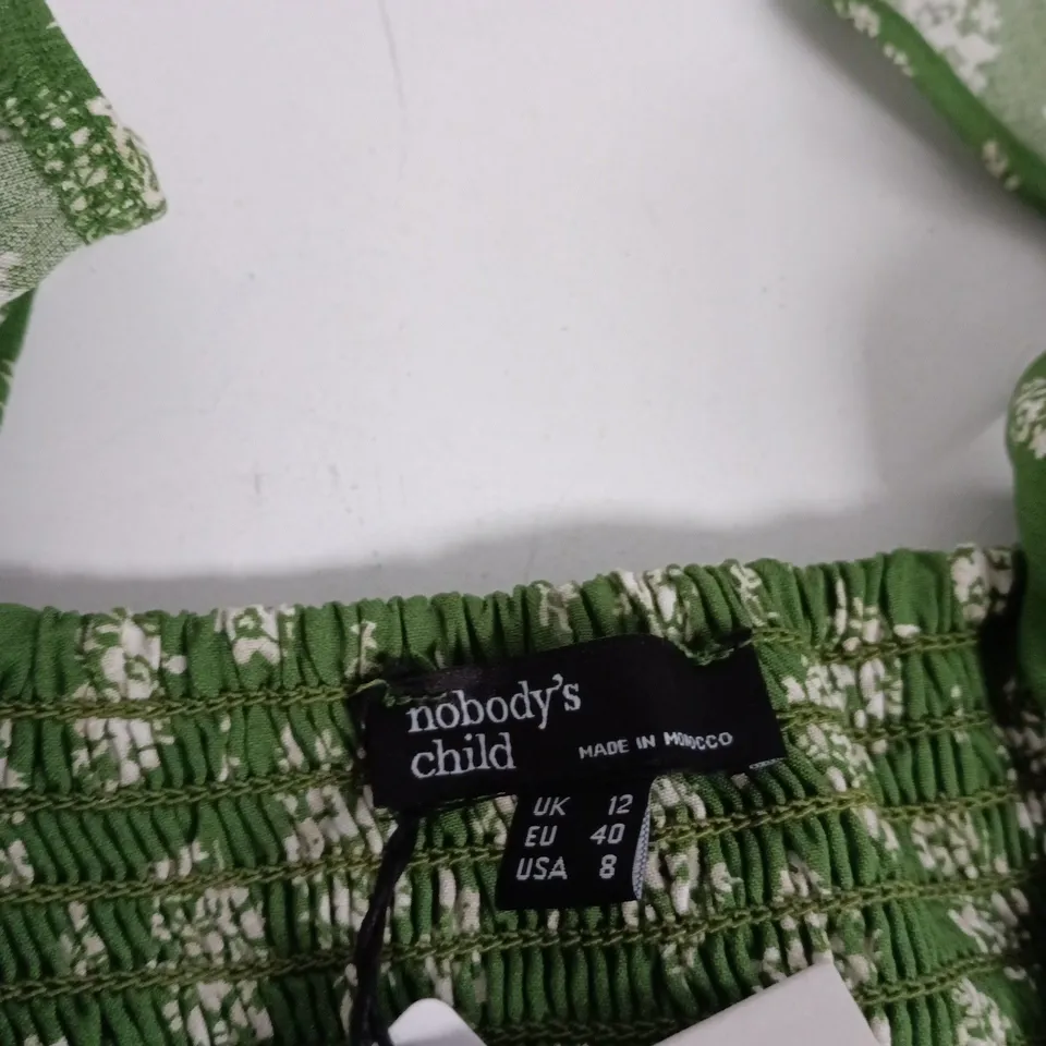 NOBODY'S CHILD ELSIE MIDI DRESS – GREEN FLORAL PRINT – UK 12 (EU 40, US 8)