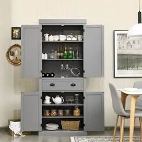 BOXED COSTWAY TANGKULA KITCHEN PANTRY CUPBOARD CABINET 72" TALL TRADITIONAL - GREY