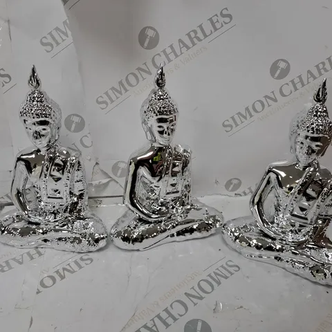 K BY KELLY HOPPEN SET OF 3 SMALL BUDDHAS - SILVER