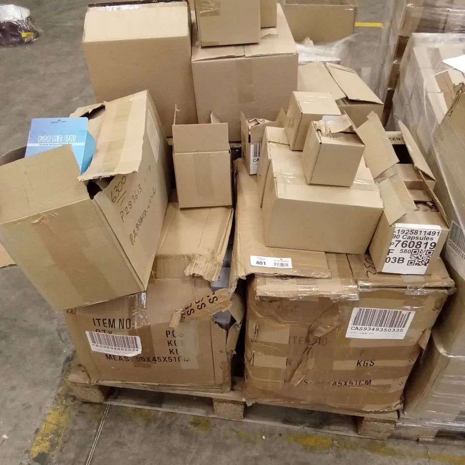 PALLET CONTAINING ASSORTED PRODUCTS INCLUDING BUBBLE SENSORY FIDGET TOY, MUSCLE AND JOINT BALM, WATCH CASES & VAPE OIL