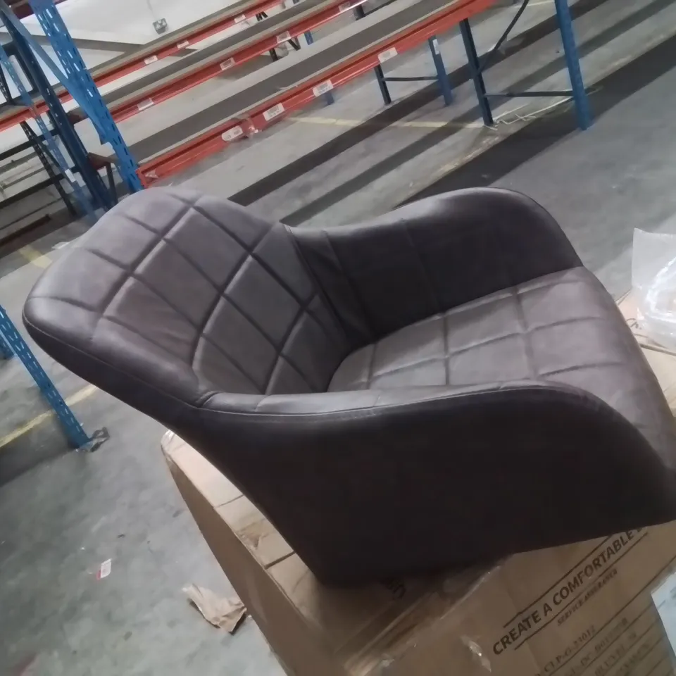 BOXED BLOOR SET OF TWO BROWN FAUX LEATHER DINING CHAIRS