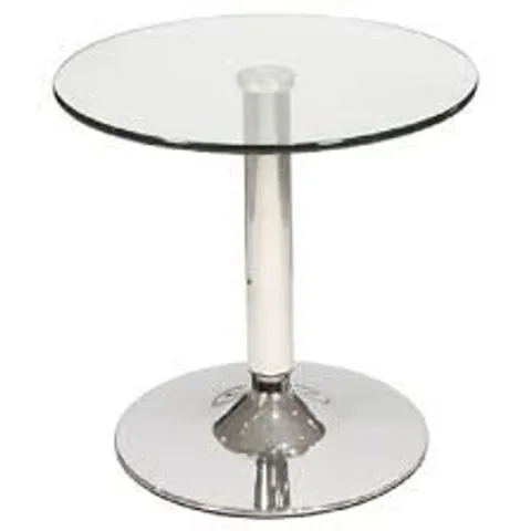 BRAND NEW BOXED BELIZE CLEAR GLASS BISTRO SIDE TABLE (1 BOX)