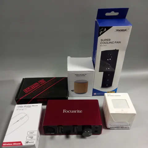 APPROXIMATELY 10 ASSORTED ELECTRICAL PRODUCTS TO INCLUDE WIRELESS SPEAKER, COOLING FAN, LIGHTING KIT ETC