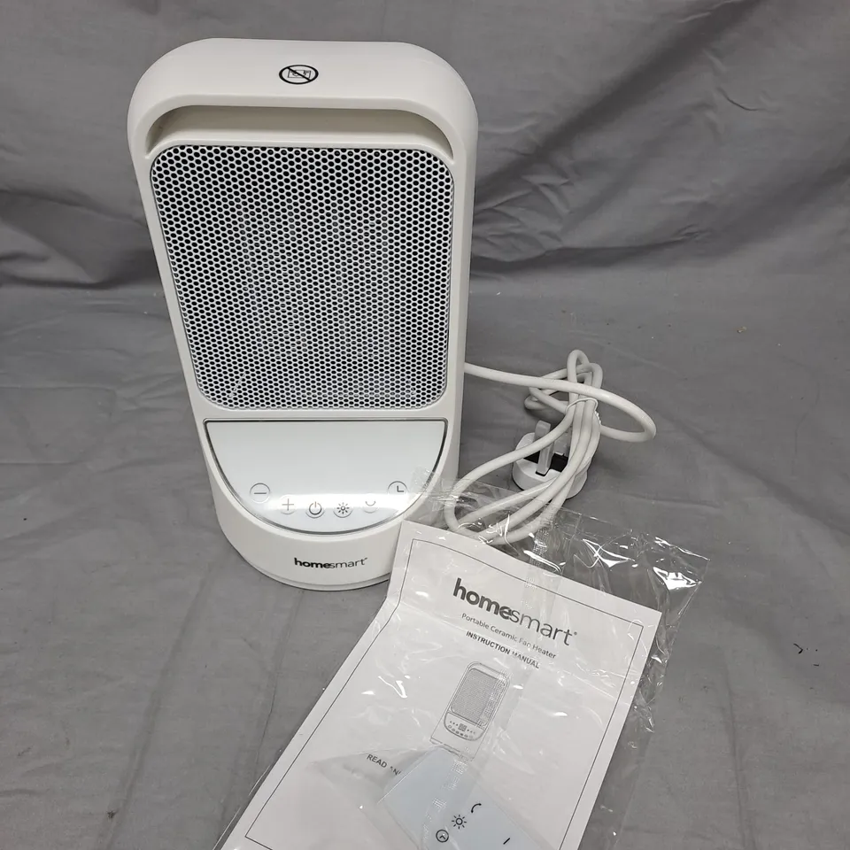 HOMESMART PORTABLE CERAMIC FAN HEATER – WHITE, BOXED