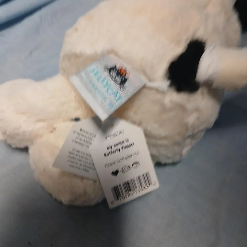 JELLYCAT RUFFERTY PUPPY SOFT PLUSH STUFFED ANIMAL – CREAM WITH BLACK PATCHES