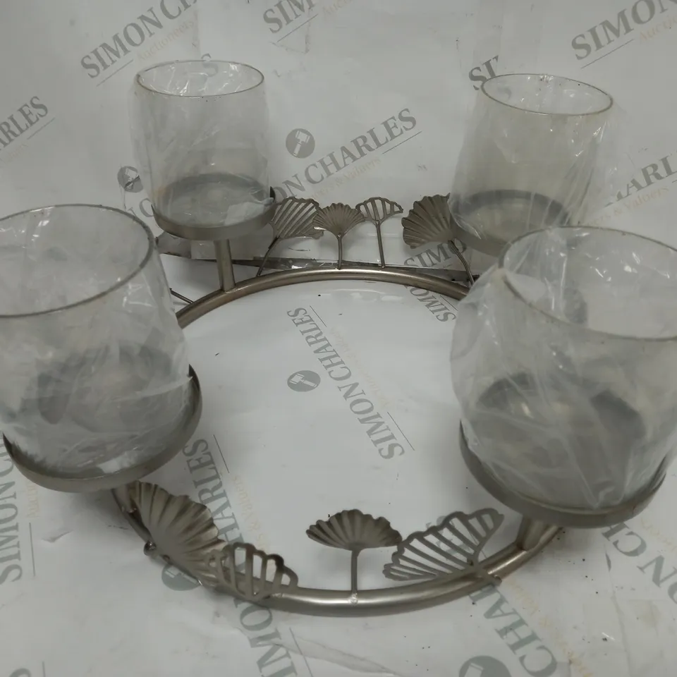ALISON CORK GINKO CENTREPIECE CANDLE HOLDER - SILVER