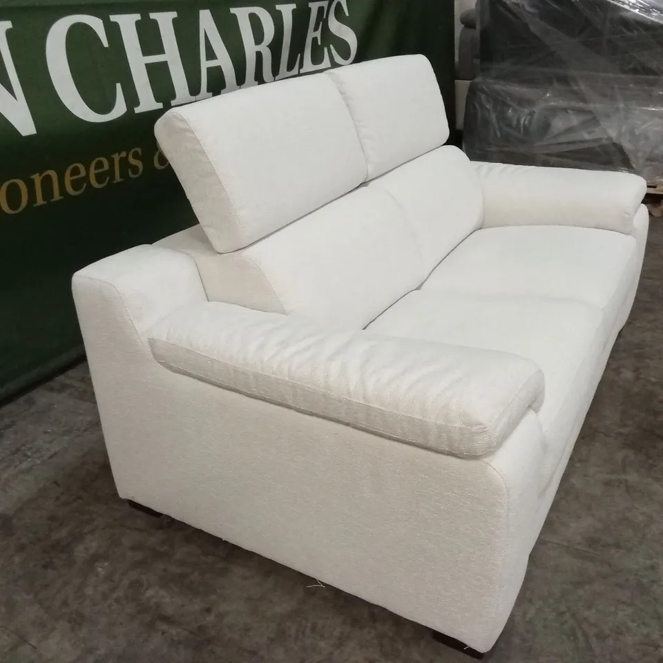 QUALITY DESIGNER ITALIAN MADE DEGANO 2 SEATER FABRIC UPHOLSTERED SOFA - WHITE