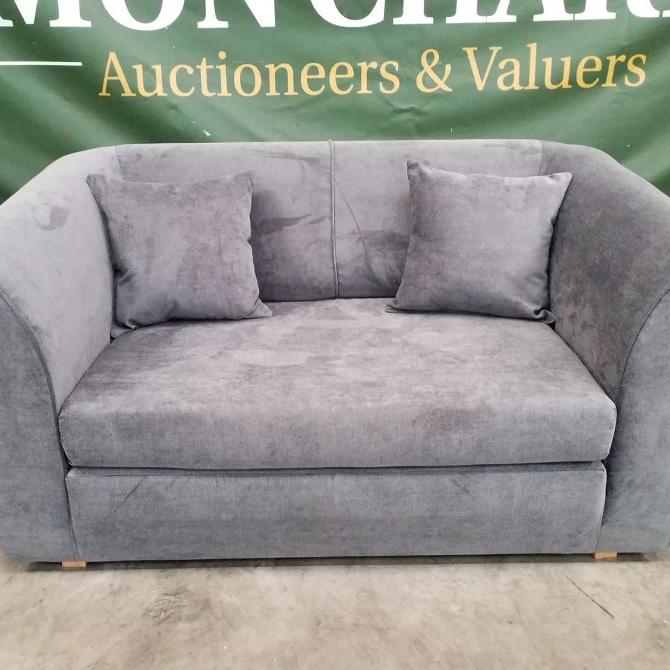 QUALITY DESIGNER 2 SEATER SOFA - GREY FABRIC