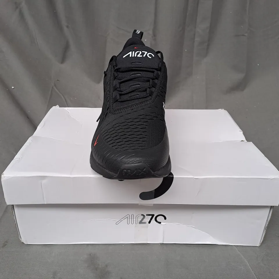 BOXED PAIR OF NIKE AIR MAX 270 SC SHOES IN BLACK/RED UK SIZE 9