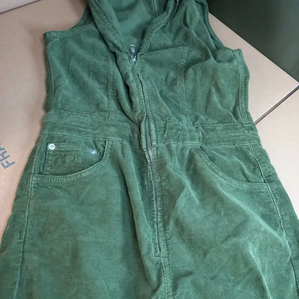 BDG URBAN OUTFITTERS ARMY GREEN CORD ZIPPED JUMPSUIT - MEDIUM