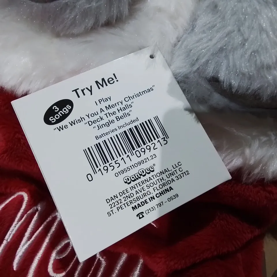 LOT OF 13 BRAND NEW BOXED 4 PACKS OF 48CM MUSICAL HIPPO THEMED XMAS SACKS - 56 TOTAL