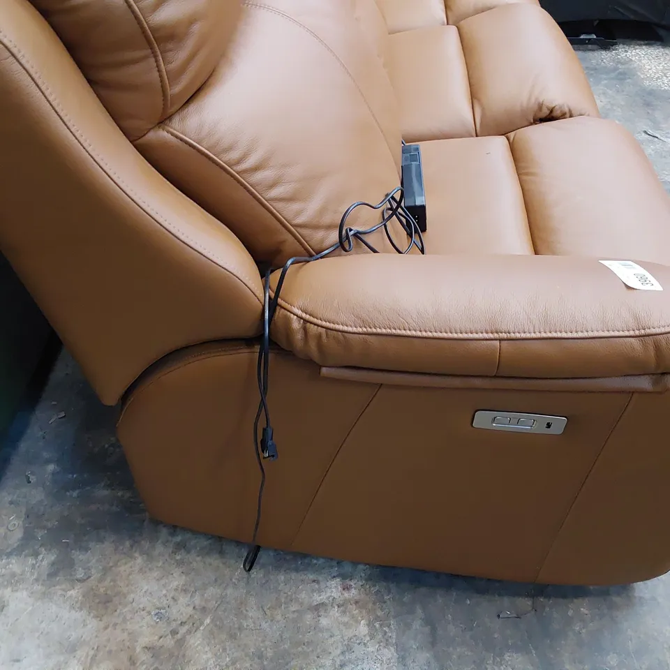 QUALITY BRITISH DESIGNER G PLAN KINGSBURY POWER RECLINING THREE SEATER SOFA CAMBRIDGE TAN LEATHER 