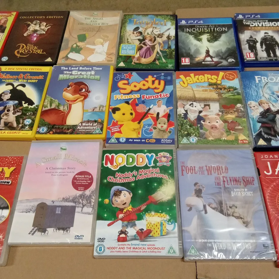 APPROXIMATELY 28 ASSORTED DVDS AND VIDEO GAMES