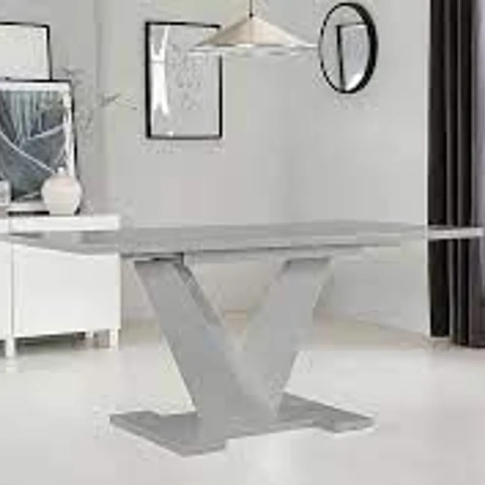 BOXED DESIGNER TURIN GREY HIGH GLOSS EXTENDING DINING TABLE 160-200cm (4 of 4 boxes)