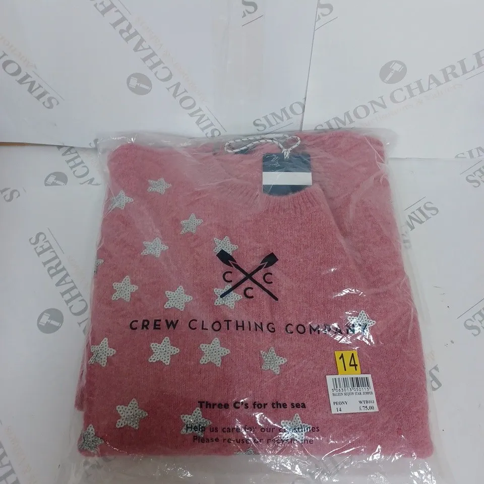 BAGGED CREW CLOTHING COMPANY SEQUIN STAR JUMPER SIZE 14