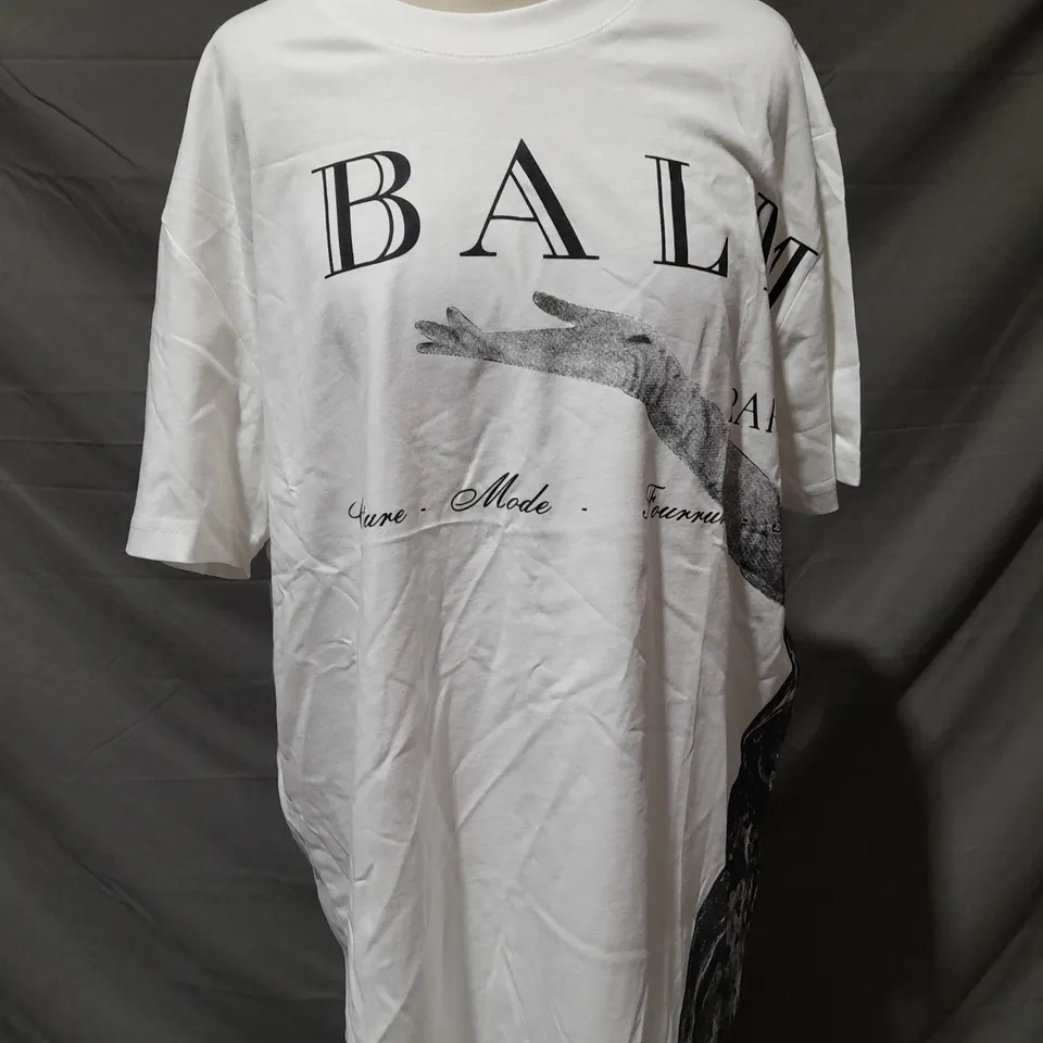 BALMAIN PARIS T-SHIRT IN WHITE SIZE XL