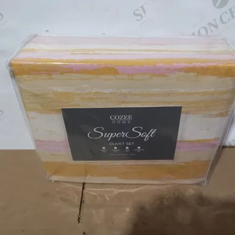 SUPERSOFT BY COZEE HOME WATERCOLOUR STRIPE DUVET SET - SINGLE