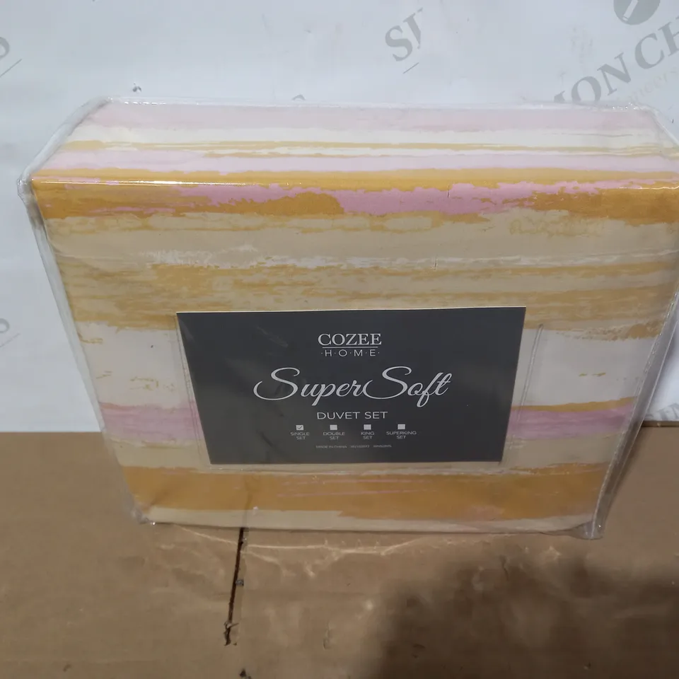 SUPERSOFT BY COZEE HOME WATERCOLOUR STRIPE DUVET SET - SINGLE