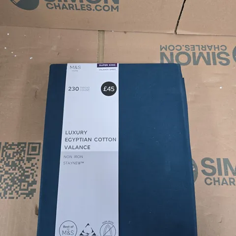 M&S HOME LUXURY EGYPTIAN COTTON VALANCE SHEET – SUPER KING, 230 THREAD COUNT