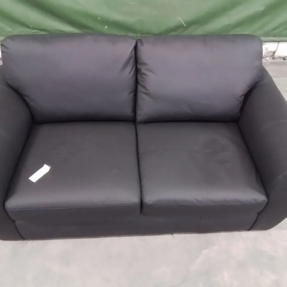 QUALITY DESIGNER BLACK FAUX LEATHER 2 SEATER SOFA