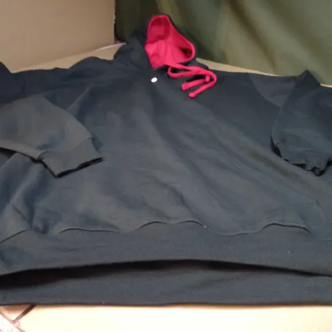 DESIGNER BLACK/RED DETAILED FRONT POCKET HOODIE - 2XL