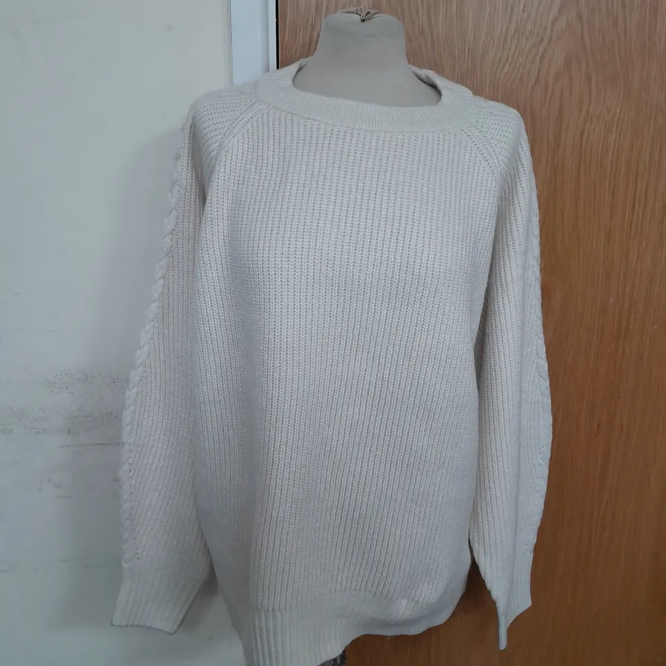 MINT VELVET CABLE SLEEVE KNIT JUMPER IN STONE SIZE XL RRP £99