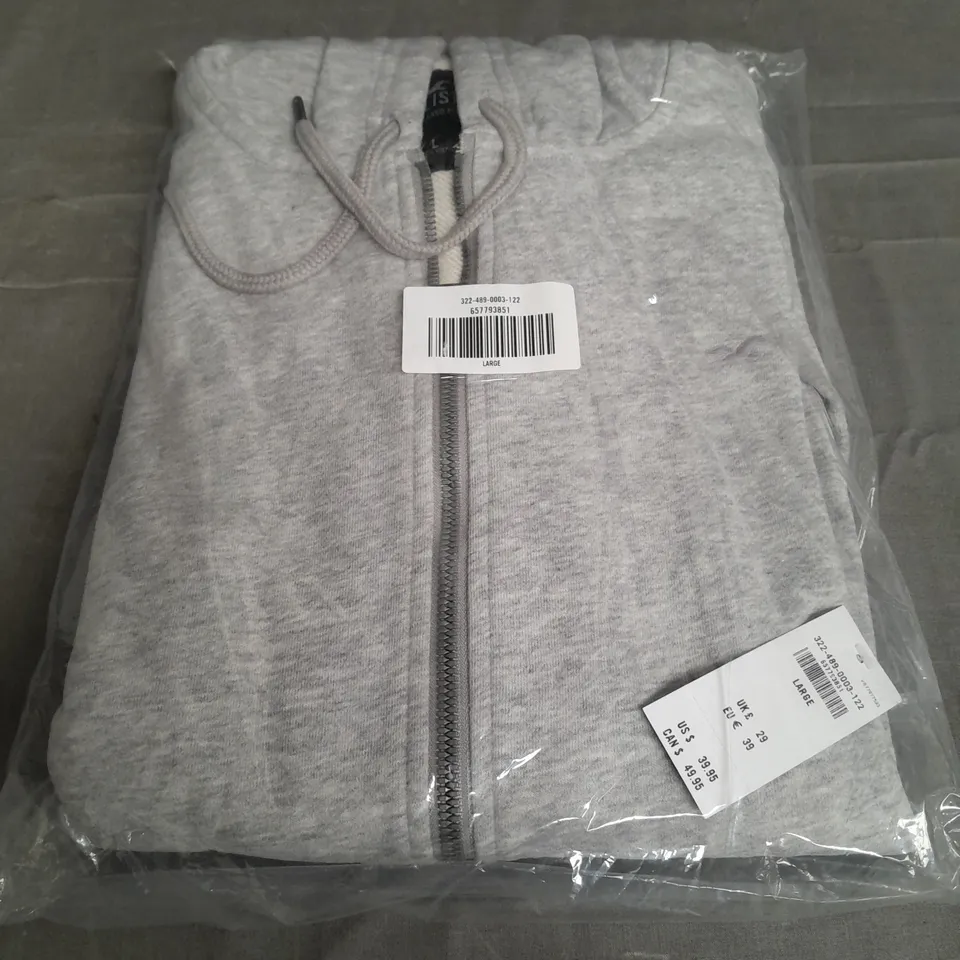 SEALED HOLLISTER LIGHT GREY ZIP UP JACKET WITH HOOD - LARGE