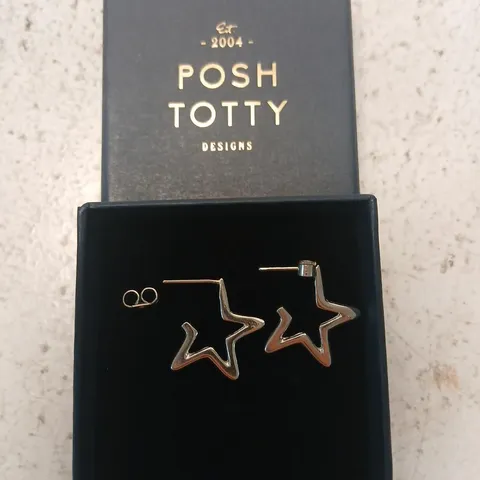 POSH TOTTY DESIGNS OPEN STAR HOOP EARRINGS STERLING SILVER