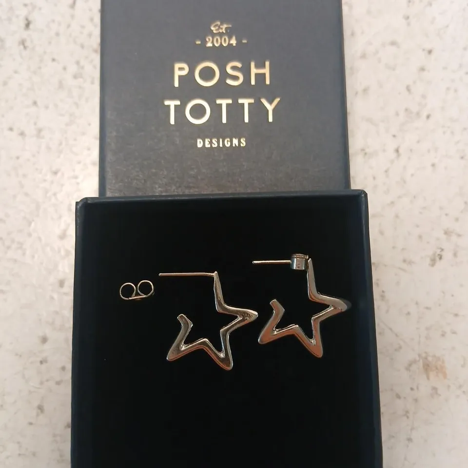 POSH TOTTY DESIGNS OPEN STAR HOOP EARRINGS STERLING SILVER