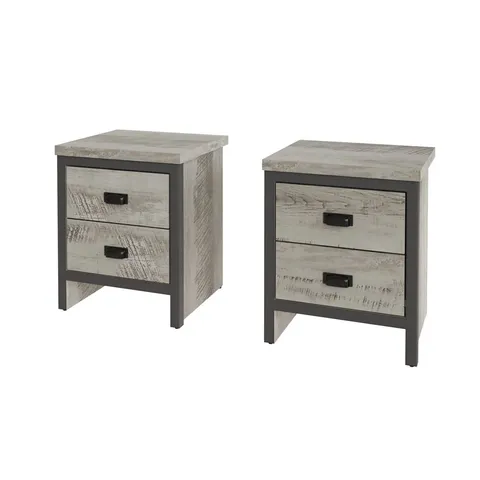 BOXED PAIR OF GERBER MANUFACTURED WOOD BEDSIDE TABLE - KNOTTY OAK (1 BOX)
