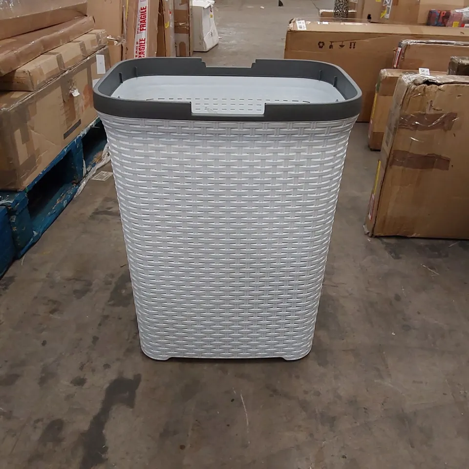 BOXED LAUNDRY BIN - WHITE/GREY (1 BOX)