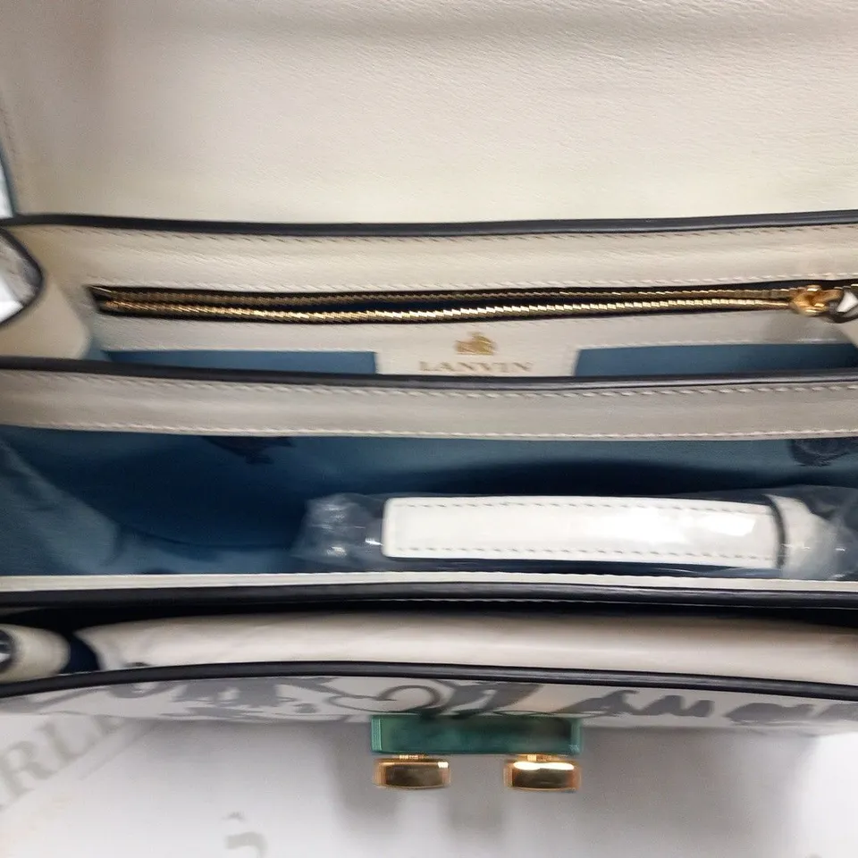 LANVIN WHITE AND BLACK GRAFITTI MINI LEATHER SATCHEL
