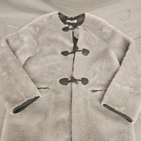 MINT VELVET WOMEN'S GREY FAUX SHEARLING COAT – UK SIZE M