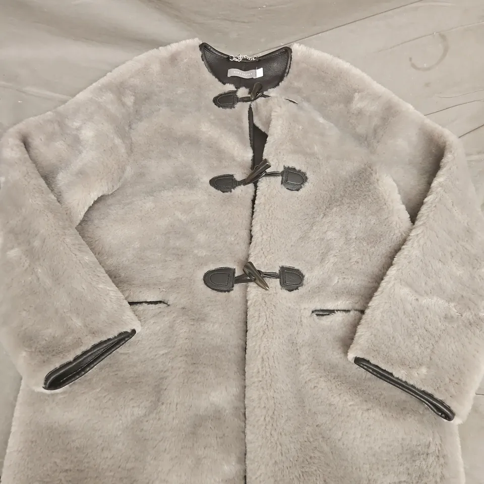 MINT VELVET WOMEN'S GREY FAUX SHEARLING COAT – UK SIZE M