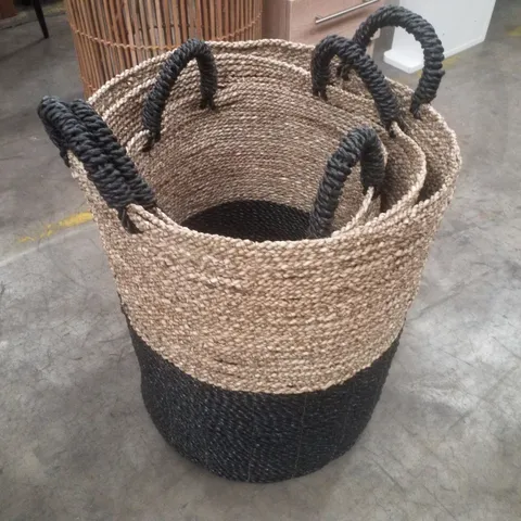 SET OF 3 NATURAL/BLACK ROPE BOXES
