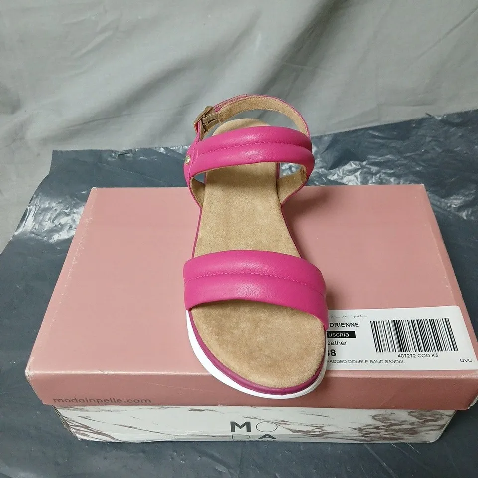MODA IN PELLE FUSCHIA LEATHER DOUBLE BAND SANDALS SIZE 38 BOXED