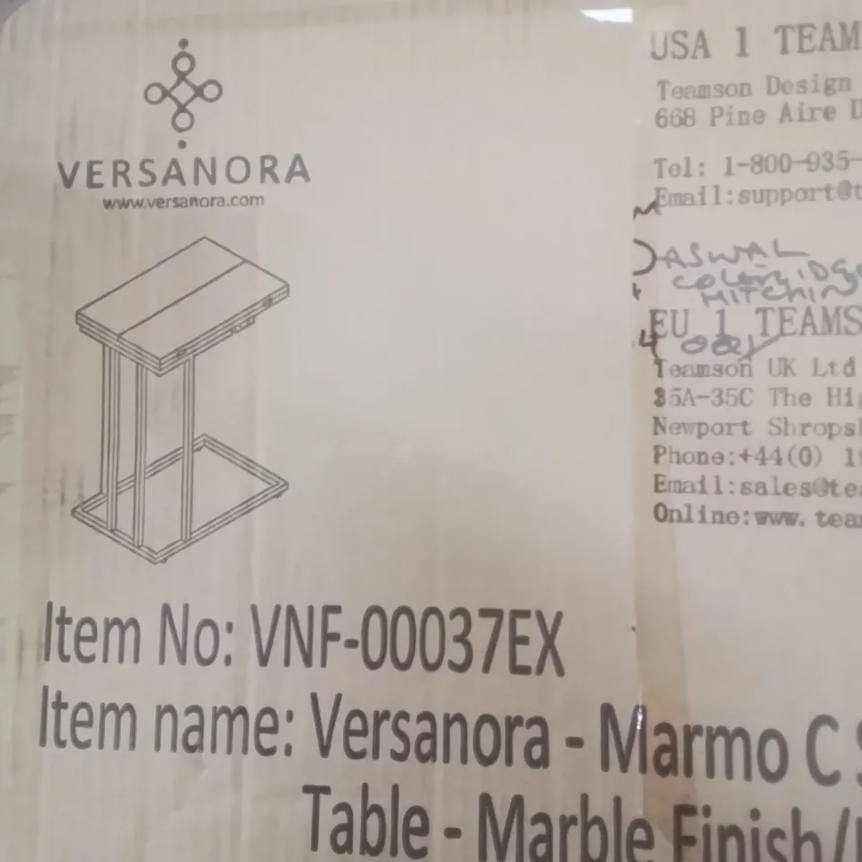 BOXED VERSANORA MARMO C SHAPED EXTENSION TABLE MARBLE FINISH/BRASS